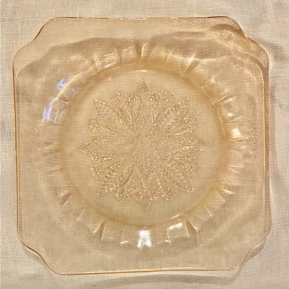 Set Of 2 6” Adam Pink Depression Glass Jeanette Company Dessert Salad Plates VTG